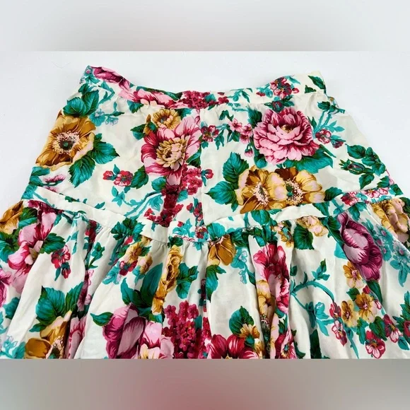 Vintage Floral Tiered Skirt Cottagecore Boho Midi A-Line Spring Summer [000351] - Picture 3 of 5